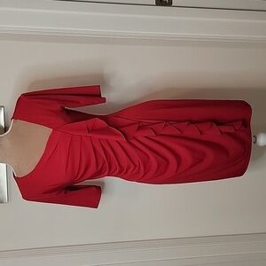 connected apparel, Red, Asymmetrical Neckline, Ruffled Dress, Size 8P, NWOT
